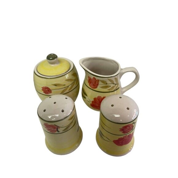 Vintage Ceramic Pottery Cream Sugar Bowl Salt and Pepper Set - Picture 3 of 9
